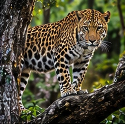 A leopard on a tree branch