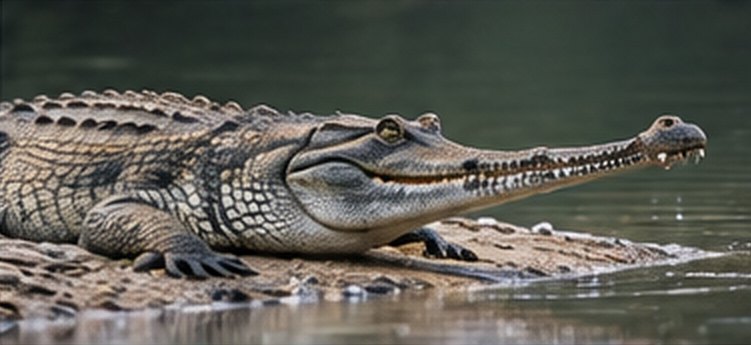 A crocodile on the water's edge